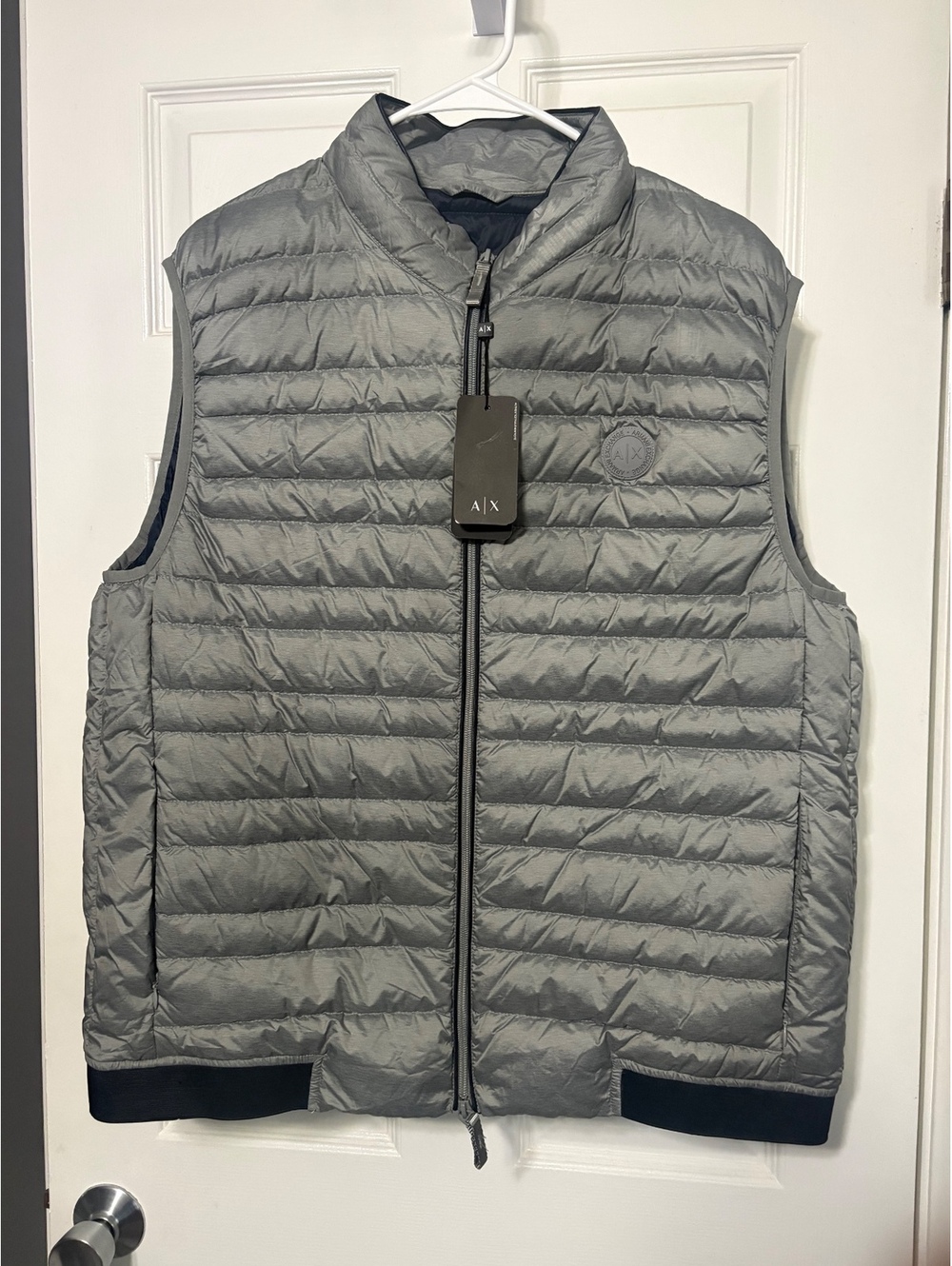 Armani Exchange NWT Men’s Lightweight Puffer Vest Grey XXL 8NZQ51 Down Gilet